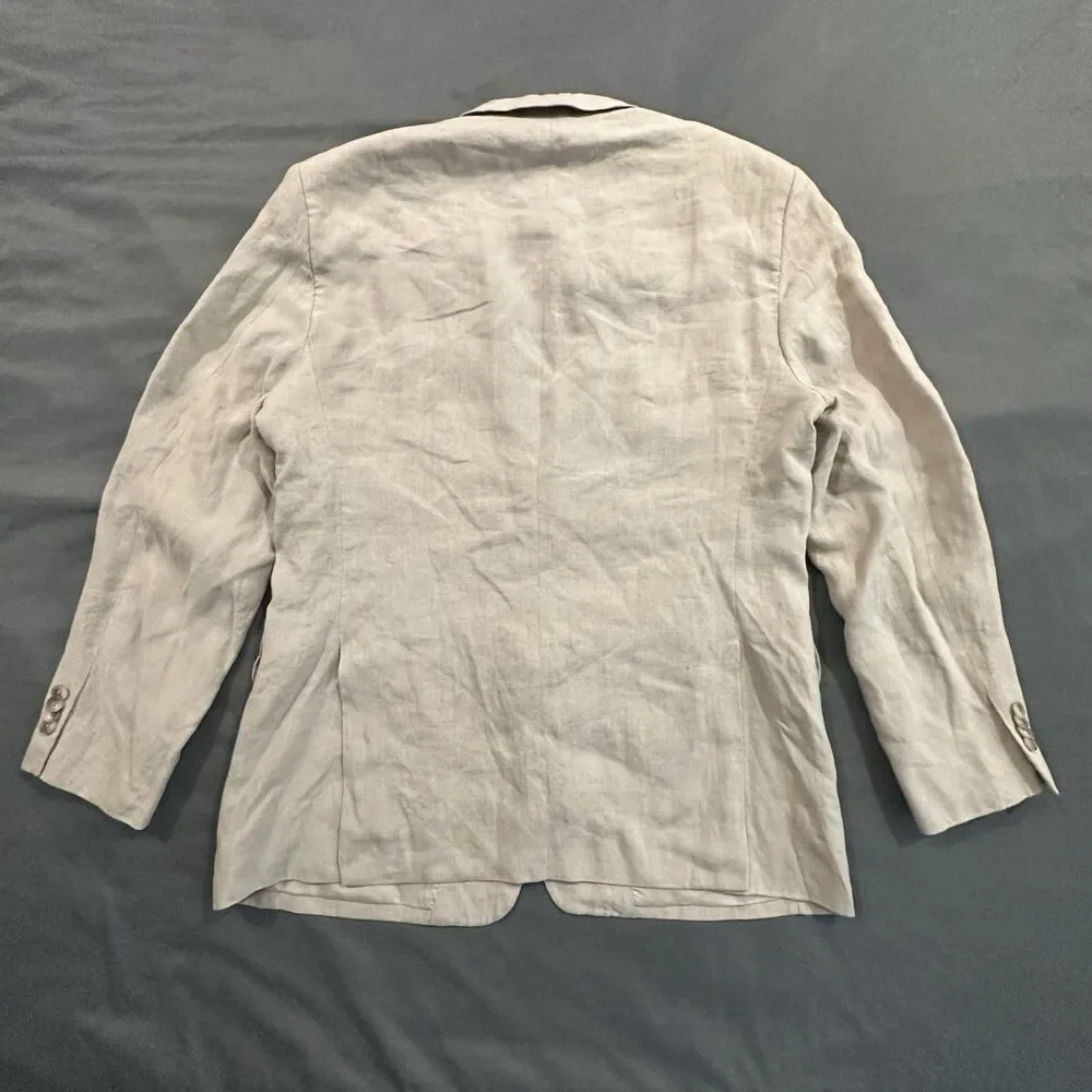 John W. Nordstrom 100% Linen Blazer Mens 44R Sport Coat Woven in Italy 2 Button